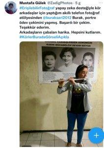 Görme engelli Burak'ın portre çekim ödevi.